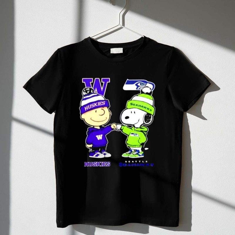 Mashup Charlie Brown Fist Bump Snoopy Washington Huskies X Seattle Seahawks 1 T Shirt 1.Jpg