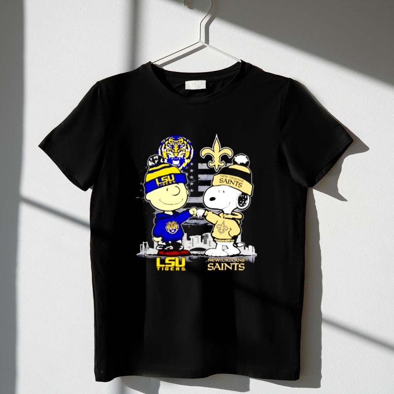 Mashup Charlie Brown New Orleans Saints Vs Snoopy Lsu Tigers City Skyline Flag American 1 T Shirt 1.Jpg