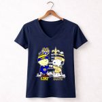 Mashup Charlie Brown New Orleans Saints vs Snoopy LSU Tigers City Skyline Flag American 5 Womens V Neck 1.jpg