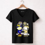 Mashup Charlie Brown New Orleans Saints vs Snoopy LSU Tigers City Skyline Flag American 7 Womens V Neck 1.jpg