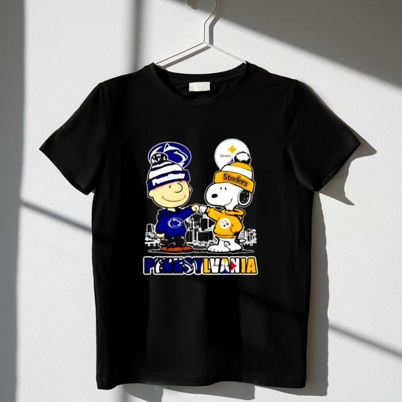Mashup Charlie Brown Penn State Nittany Lions X Snoopy Pittsburgh Steelers Skyline 1 T Shirt