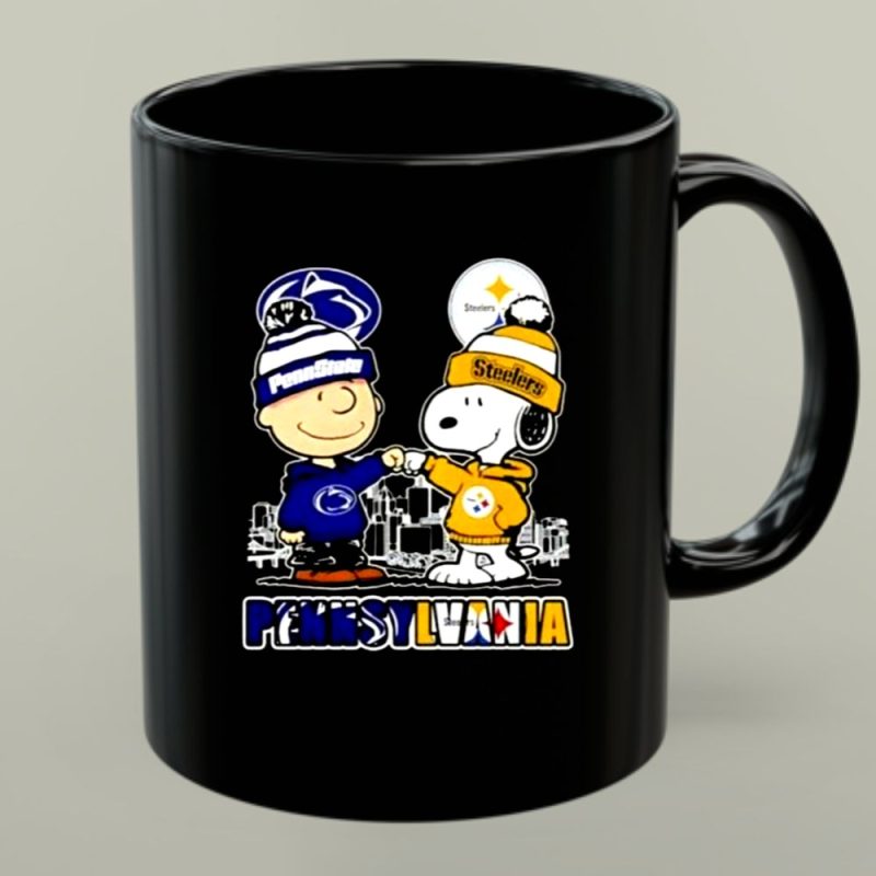 Mashup Charlie Brown Penn State Nittany Lions X Snoopy Pittsburgh Steelers Skyline 1 Mug.jpg