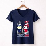 Mashup Charlie Brown Tampa Bay Rays X Snoopy Tampa Bay Buccaneers 5 Womens V Neck.jpg