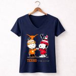Mashup Charlie Brown Texas Longhorns X Snoopy Houston Texas 5 Womens V Neck.jpg