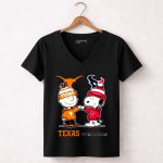 Mashup Charlie Brown Texas Longhorns X Snoopy Houston Texas 7 Womens V Neck.jpg