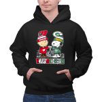 Mashup Charlie Brown Wisconsin Badgers X Snoopy Green Bay Packers Skyline 2 Hoodie