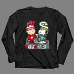 Mashup Charlie Brown Wisconsin Badgers X Snoopy Green Bay Packers Skyline 4 Long Sleeves