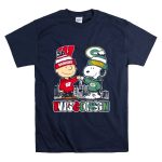 Mashup Charlie Brown Wisconsin Badgers X Snoopy Green Bay Packers Skyline T Shirt 7