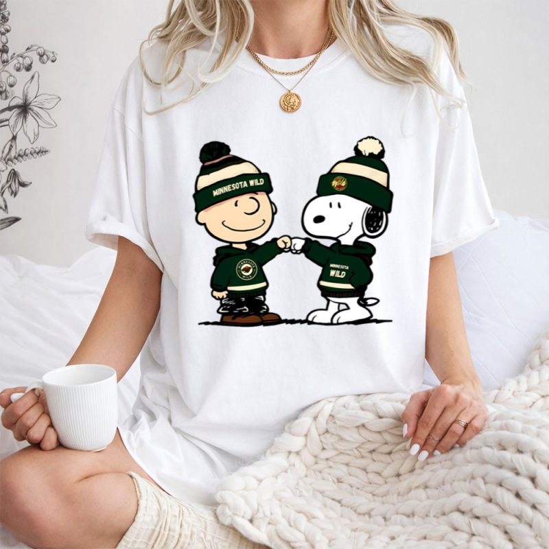 Mashup Charlie Brown And Snoopy Fist Bump Wear Clothing Minnesota Wild 1 T Shirt.jpg