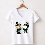 Mashup Charlie Brown and Snoopy Fist Bump Wear Clothing Minnesota Wild 5 Womens V Neck.jpg