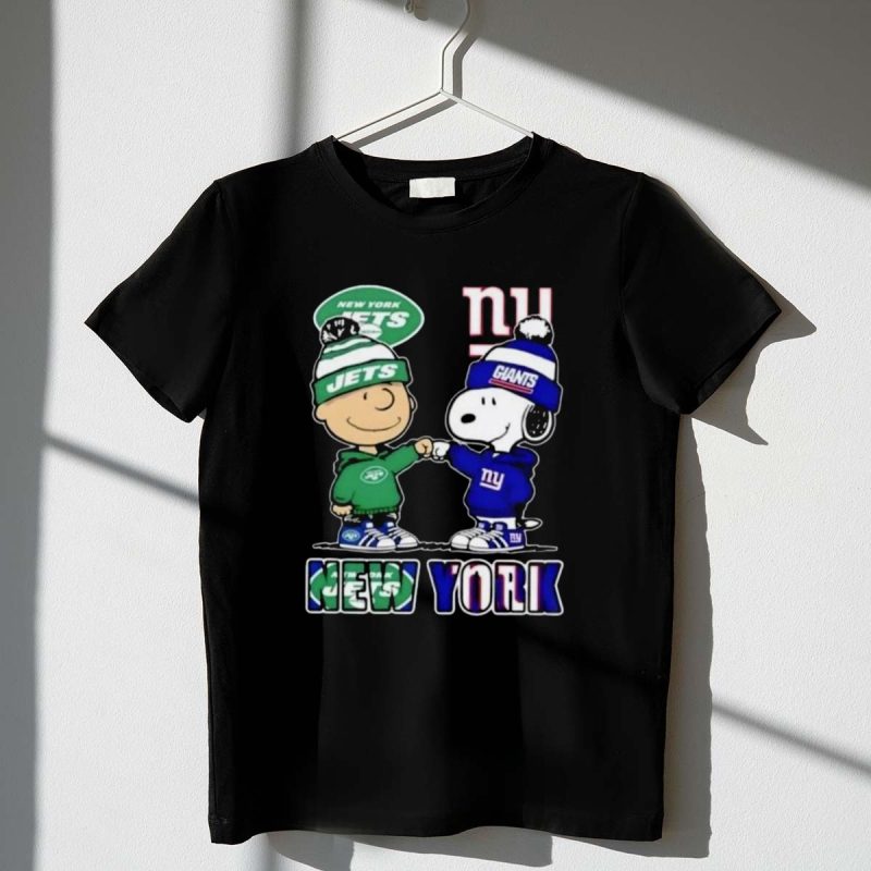 Mashup Charlie Brown And Snoopy New York City Sports Jets X Giants 1 T Shirt