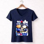 Mashup Charlie Brown and Snoopy Toronto Blue Jays and Maple Leafs Skyline 5 Womens V Neck.jpg