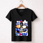 Mashup Charlie Brown and Snoopy Toronto Blue Jays and Maple Leafs Skyline 7 Womens V Neck.jpg