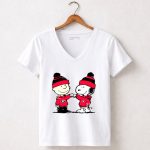 Mashup Charlie Brown and Snoopy Wear Georgia Bulldogs 5 Womens V Neck.jpg