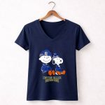 Mashup Charlie Brown and Snoopy Wear Notre Dame Fighting Irish 5 Womens V Neck.jpg