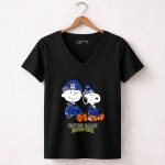 Mashup Charlie Brown and Snoopy Wear Notre Dame Fighting Irish 7 Womens V Neck.jpg