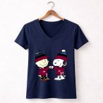 Mashup Colorado Avalanche Snoopy and Charlie Brown Fist Bump 5 Womens V Neck.jpg