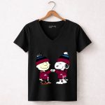 Mashup Colorado Avalanche Snoopy and Charlie Brown Fist Bump 7 Womens V Neck.jpg