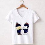 Mashup Columbus Blue Jackets Snoopy and Charlie Brown Hockey 5 Womens V Neck.jpg