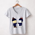 Mashup Columbus Blue Jackets Snoopy and Charlie Brown Hockey 7 Womens V Neck.jpg