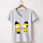 Mashup Nashville Predators Snoopy and Charlie Brown Fist Bump 7 Womens V Neck.jpg