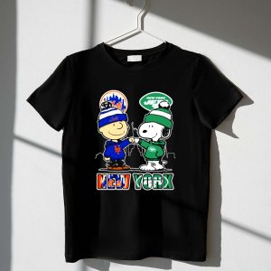 Mashup New York Snoopy Fist Bump Charlie Brown Mets And Jets Shirt