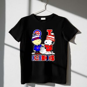 Mashup Snoopy And Charlie Brown Chicago Cubs Illinois Skyline Shirt