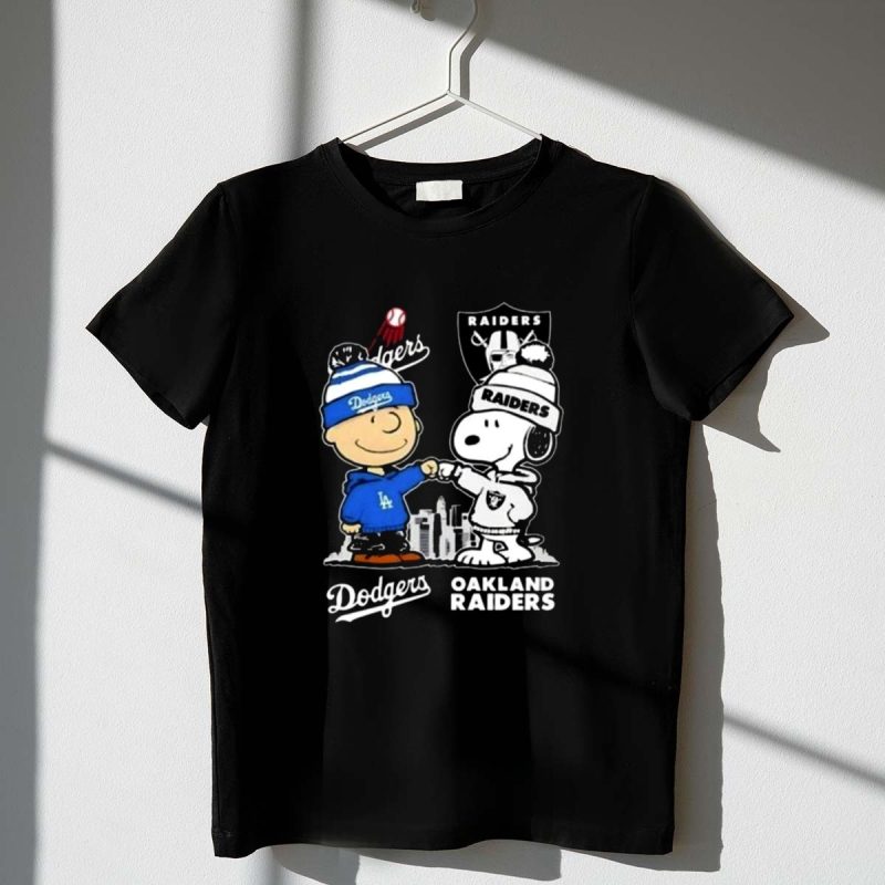 Mashup Snoopy And Charlie Brown Los Angeles Dodgers X Las Vegas Raiders Skyline 1 T Shirt