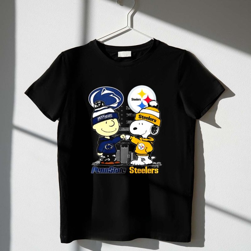 Mashup Snoopy And Charlie Brown Penn State Nittany Lions And Pittsburgh Steelers 1 T Shirt