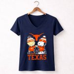 Mashup Snoopy And Charlie Brown Texas Longhorns Football Skyline 5 Womens V Neck.jpg