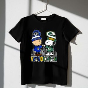Mashup Snoopy And Charlie Brown Wisconsin Sports Brewers X Packers Skyline 1 T Shirt