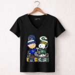 Mashup Snoopy And Charlie Brown Wisconsin Sports Brewers X Packers Skyline 7 Womens V Neck