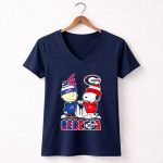 Mashup Snoopy Fist Bump Charlie Brown Atlanta Braves Vs Georgia Bulldogs 5 Womens V Neck.jpg