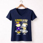 Mashup Snoopy Fist Bump Charlie Brown LSU On Saturdays And Saints On Sundays 5 Womens V Neck 1.jpg