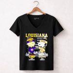 Mashup Snoopy Fist Bump Charlie Brown LSU On Saturdays And Saints On Sundays 7 Womens V Neck 1.jpg