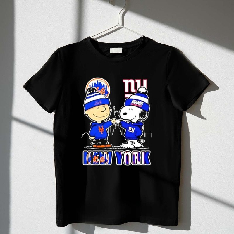 Mashup Snoopy X Charlie Brown New York Sports Mets X Giants Skyline 1 T Shirt