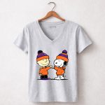 Mashup Snoopy and Charlie Brown Fist Bump Wear Clemson Tigers 7 Womens V Neck.jpg