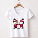 Mashup Snoopy and Charlie Brown Fist Bump Wear Clothing Oklahoma Sooners 5 Womens V Neck.jpg