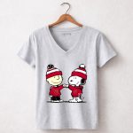 Mashup Snoopy and Charlie Brown Fist Bump Wear Clothing Oklahoma Sooners 7 Womens V Neck.jpg