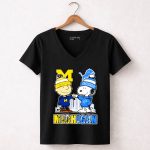 Mashup Snoopy and Charlie Brown x Michigan sports Lions and Wolverines 7 Womens V Neck.jpg