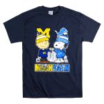 Mashup Snoopy and Charlie Brown x Michigan sports Lions and Wolverines T Shirt 7.jpg