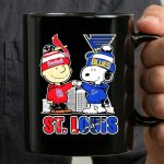 Mashup St Louis Snoopy Fist Bump Charlie Brown Cardinals And Blues City Skyline 3 mug.jpg