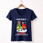 Merry 49ers Christmas Snoopy Peanuts Caroling Tree 5 Womens V Neck
