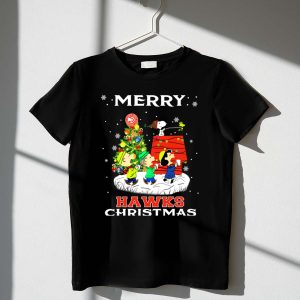 Merry Atlanta Hawks Christmas Snoopy And Friends 1 T Shirt