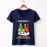 Merry Atlanta Hawks Christmas Snoopy And Friends 5 Womens V Neck
