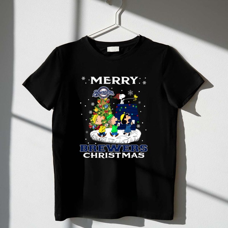 Merry Brewers Christmas With Snoopy And Peanuts Characters For Milwaukee Fans 1 T Shirt 2.Jpg