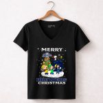 Merry Brewers Christmas with Snoopy and Peanuts Characters for Milwaukee Fans 7 Womens V Neck 2.jpg