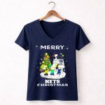 Merry Brooklyn Nets Christmas Snoopy Fans Peanuts Christmas Tree 5 Womens V Neck
