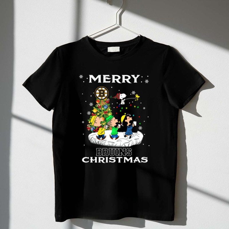 Merry Bruins Christmas Featuring Snoopy And Friends With Boston Bruins 1 T Shirt