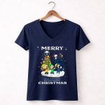 Merry Buffalo Sabres Christmas With Snoopy And Friends 5 Womens V Neck.jpg